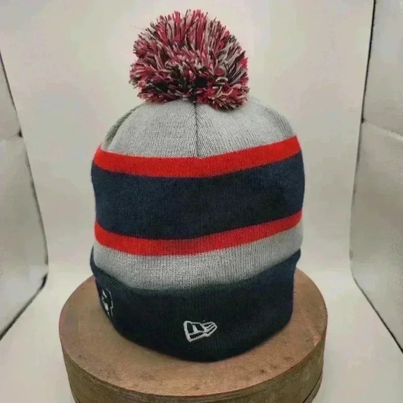 New Era New England Patriots NFL Football Pom Knit Beanie Hat FLEECE LINED. - Picture 2 of 8